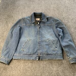 Vintage Nautica Denim Jacket Women’s 6 Blue Corduroy Lined Full Zip Biker